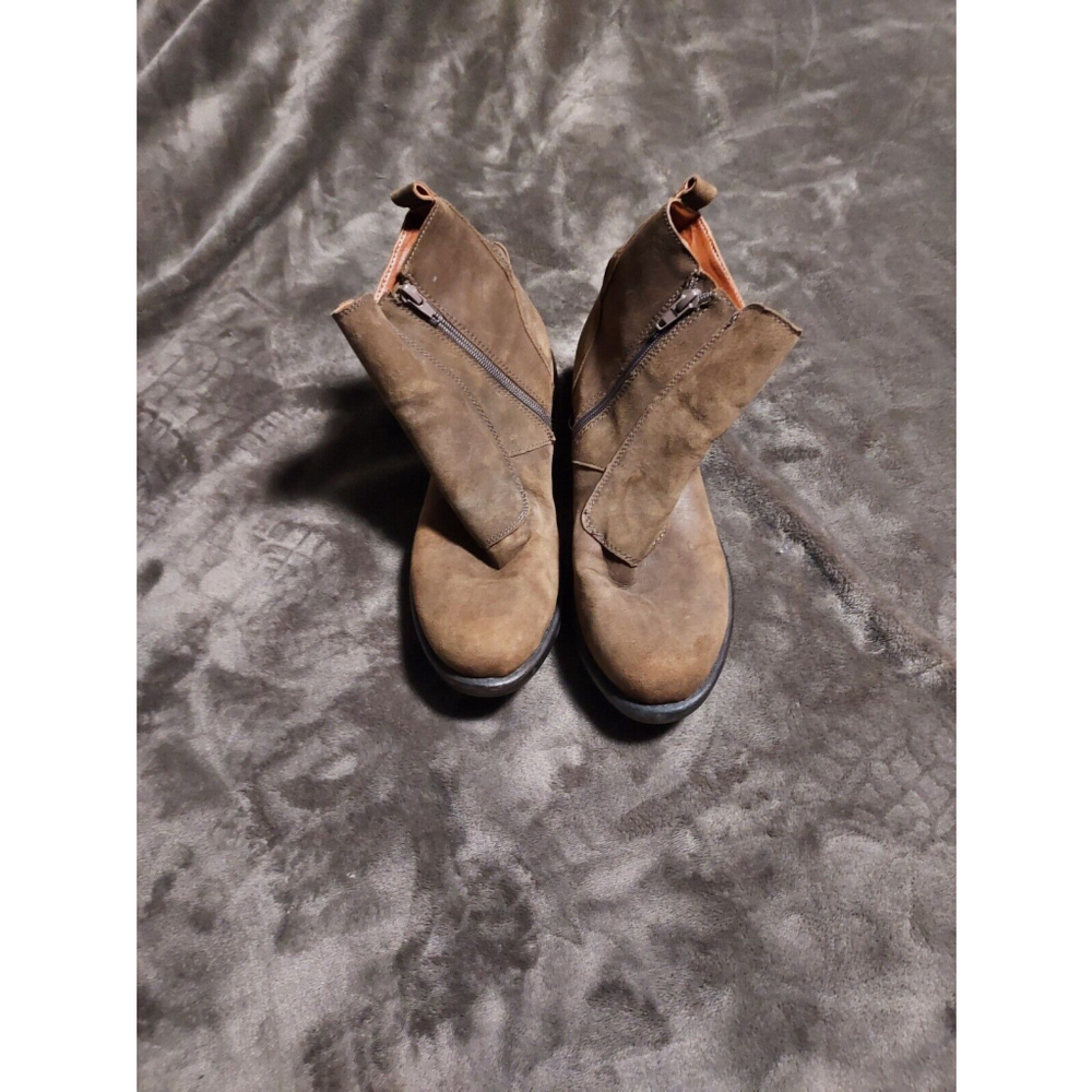 Lucky Brand Women's Boots Size 9 Brown Leather Zip  Pull On With Buckles